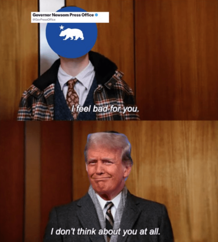 Trump administration mocks Newsom social media strategy in rare official White House meme press statement  at george magazine