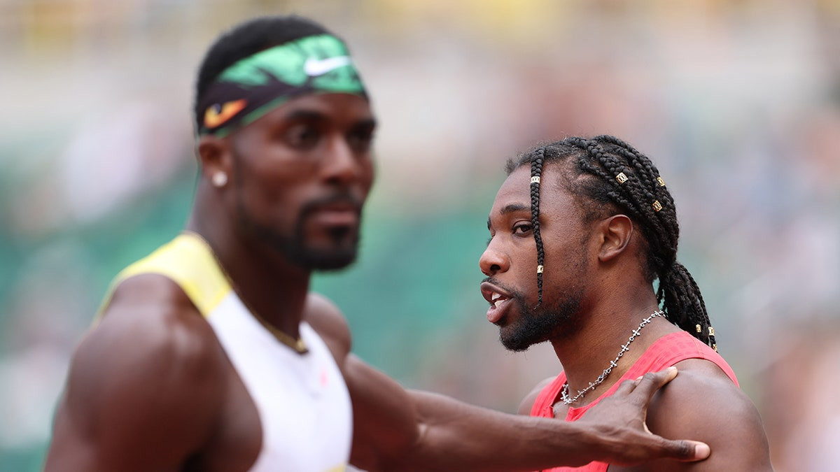Noah Lyles shoved by rival Kenny Bednarek after 200M victory, sparks heated confrontation  at george magazine