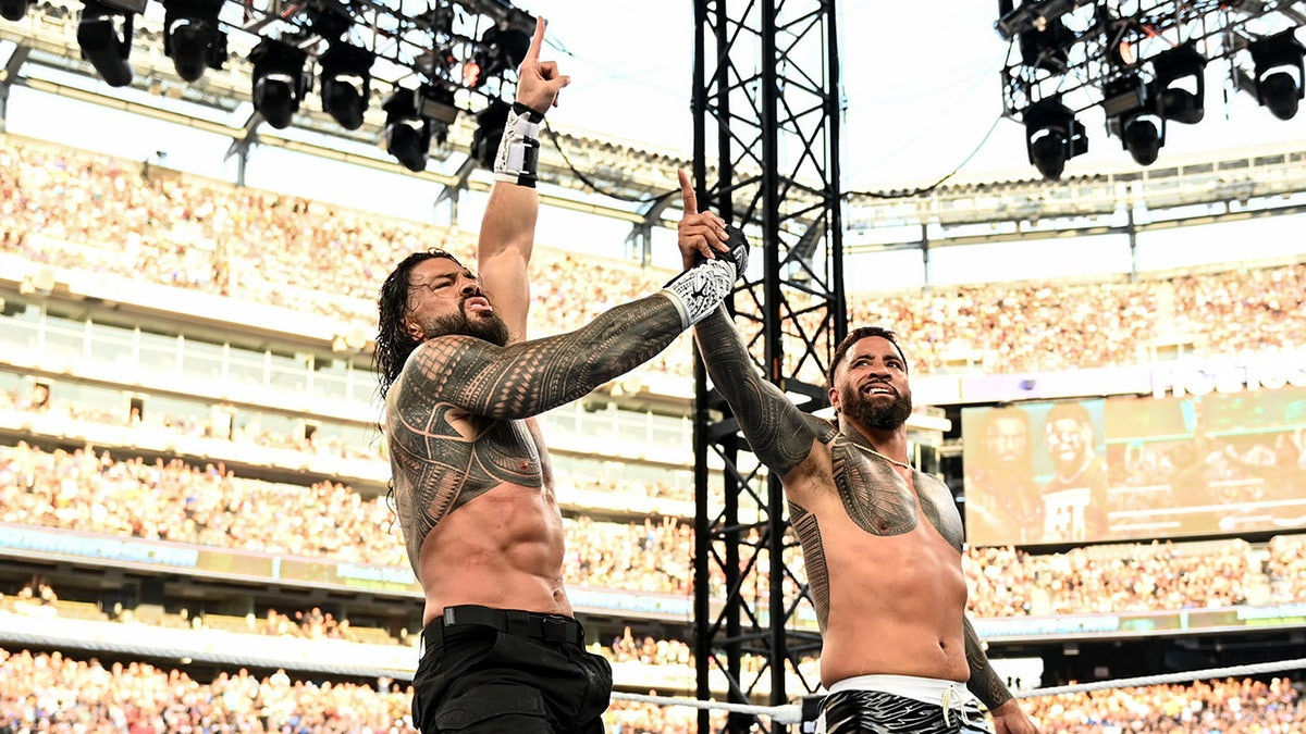 Jey Uso, Roman Reigns take down Bron Breakker, Bronson Reed at SummerSlam  at george magazine