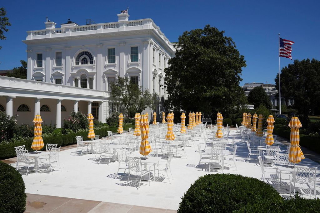 Trump rages against subcontractors who damaged new Rose Garden surface  at george magazine
