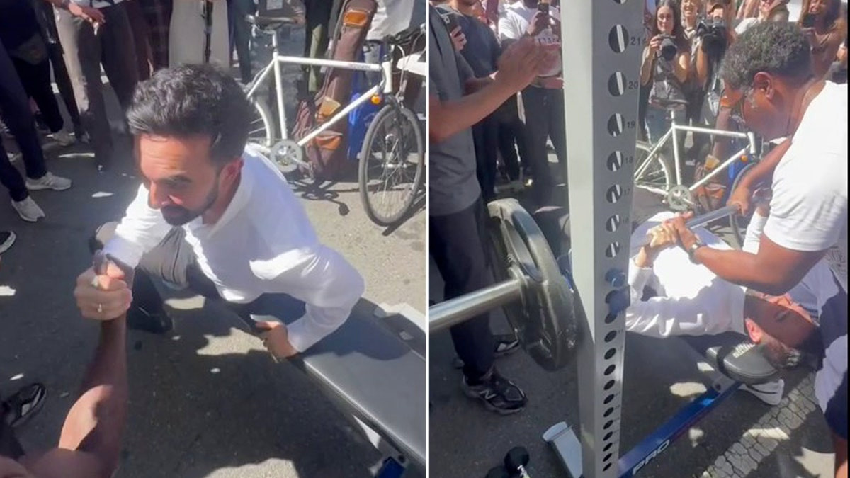 Mamdani struggles with bench press at Brooklyn event  at george magazine