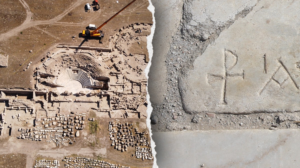 2,000-year-old Roman hall plus Christian symbols unearthed in biblical city from Book of Revelation  at george magazine