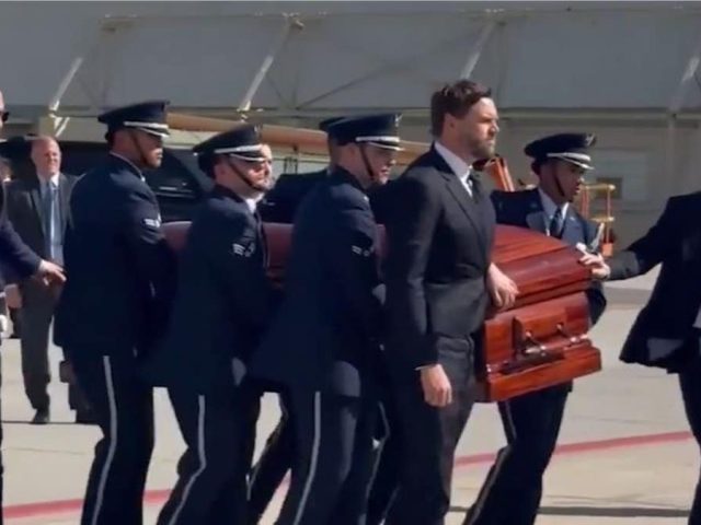 Vice President JD Vance escorts Charlie Kirk’s casket before flight on Air Force Two from Utah to Arizona