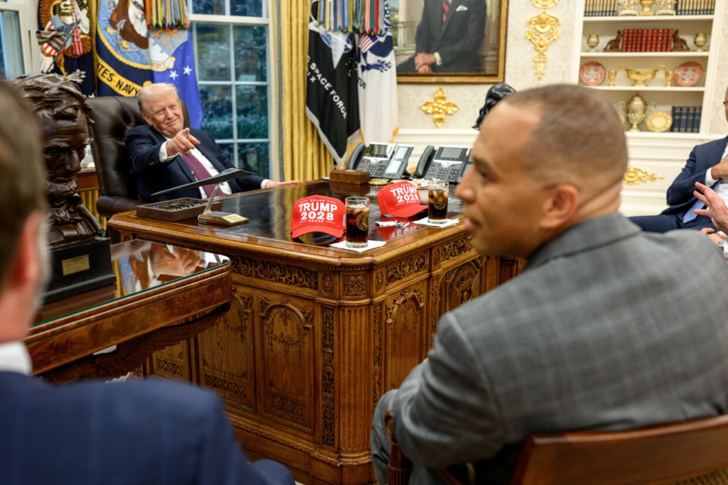 Trump, trolling Democrats, projects confidence as shutdown enters second day  at george magazine