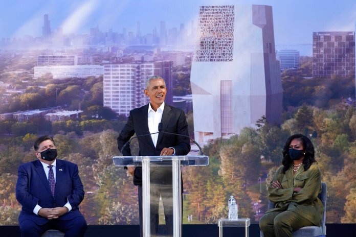 Trump says Obama library ‘stuck’ because ‘only women and DEI’ building it  at george magazine