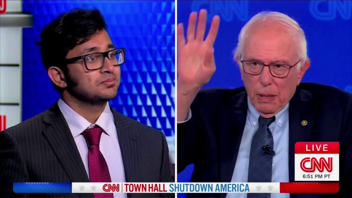 Bernie Sanders clashes with town hall attendee over Schumer leadership during shutdown  at george magazine