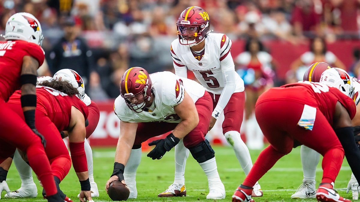 Commanders' Tyler Biadasz discusses building chemistry with Jayden Daniels  at george magazine