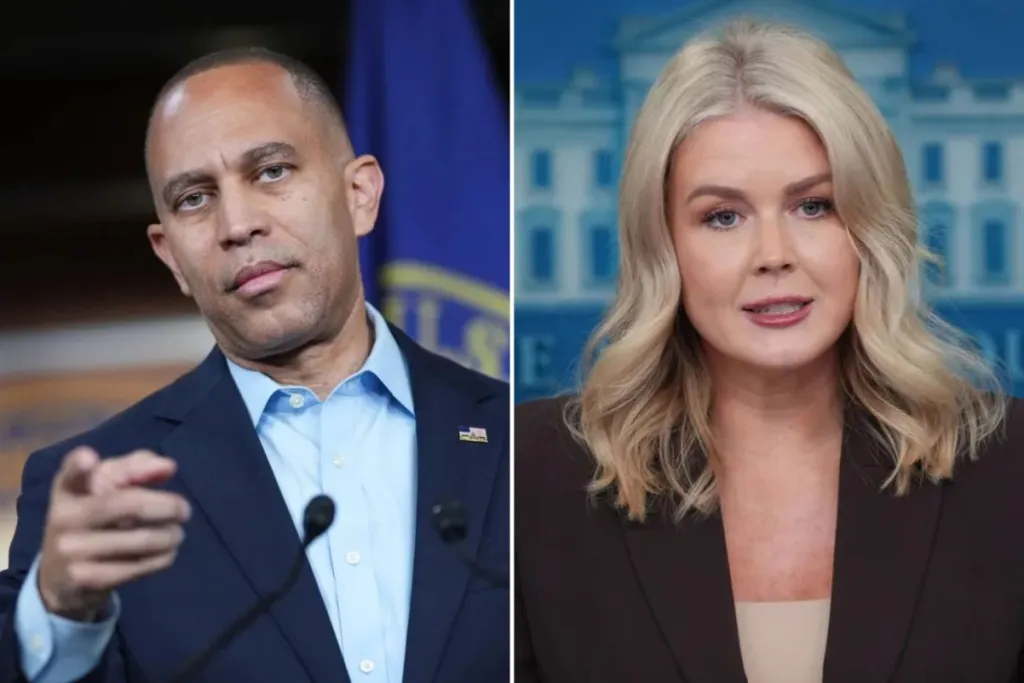 Leavitt and Jeffries trade barbs over political violence and government shutdown  at george magazine