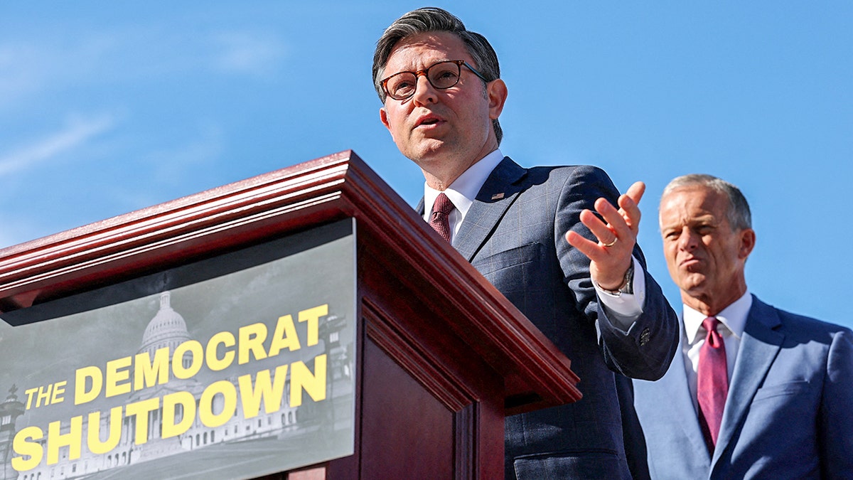 Mike Johnson infuriated by Dems, says party 'playing politics' with Americans' lives as shutdown continues  at george magazine