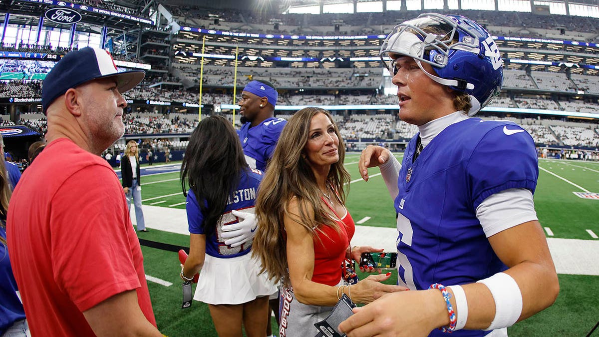 Jaxson Dart's mom draws spotlight during Giants' game against Saints  at george magazine