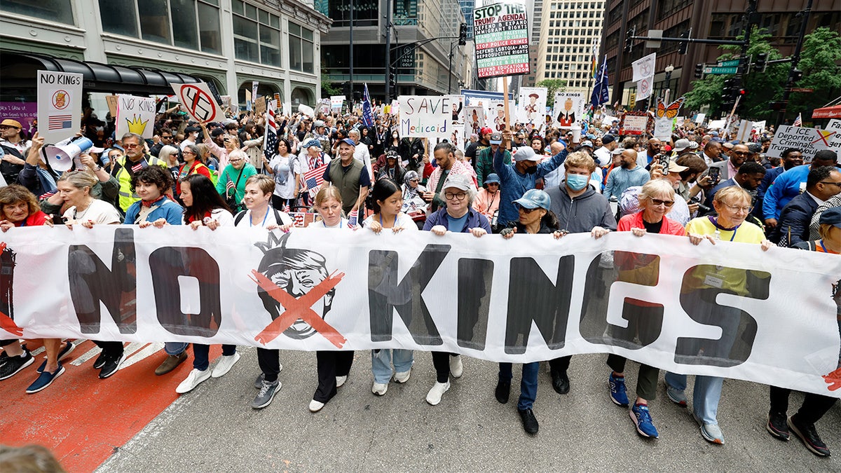 Protesters nationwide hold 'No Kings' rallies amid government shutdown  at george magazine