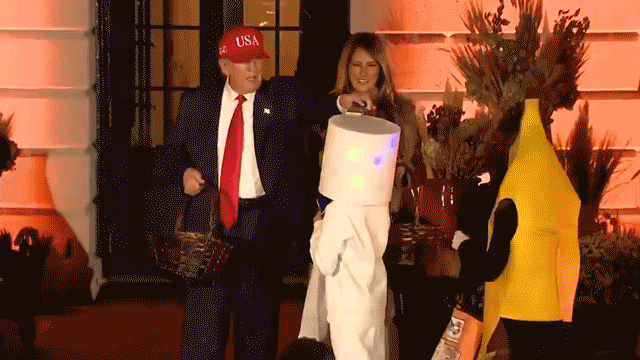 Trump strikes again with viral candy move during first Halloween back at White House  at george magazine