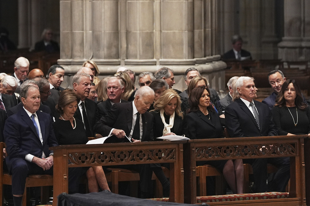 Two views of the Cheney funeral, a Trump-era event at george magazine