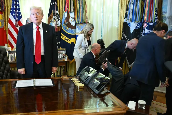 Man collapses during Trump announcement on lowering drug prices at george magazine
