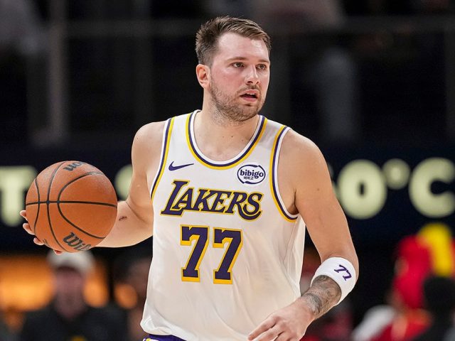 Lakers’ Luka Doncic reacts to Mavericks firing of general manager Nico Harrison