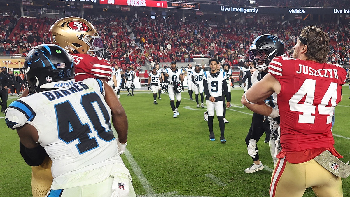 49ers wide receiver punches Panthers player after game following groin shot  at george magazine