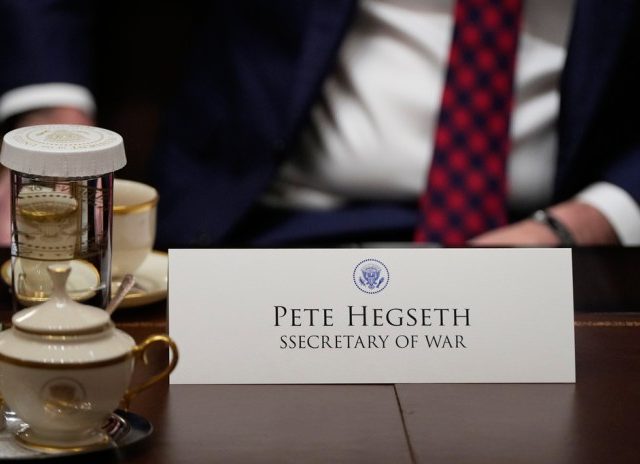 Hegseth name card misspelled in Cabinet meeting