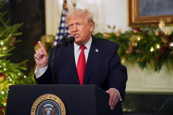 Trump sends troops $1,776 bonus checks, and Biden coal, in Christmas speech to nation at george magazine