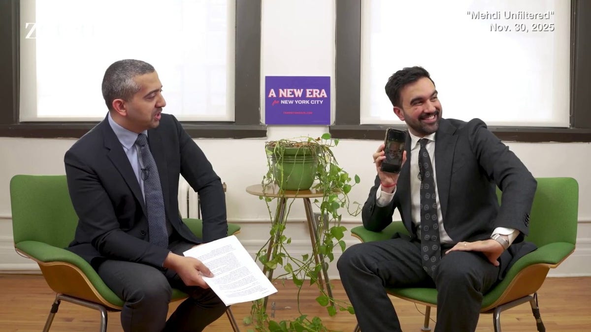 Mamdani dodges questions on whether Chuck Schumer should be ousted, jokes how he looks like his dad  at george magazine