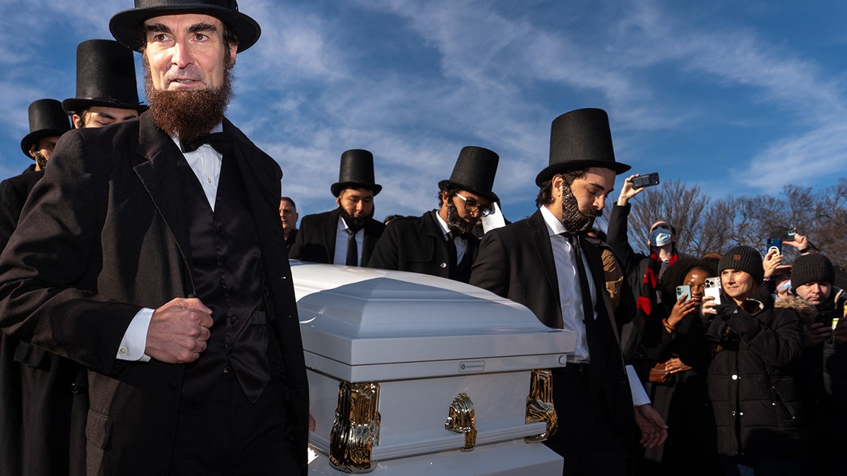 Mock funeral held for the penny at Lincoln Memorial as 230-year coin production ends at george magazine