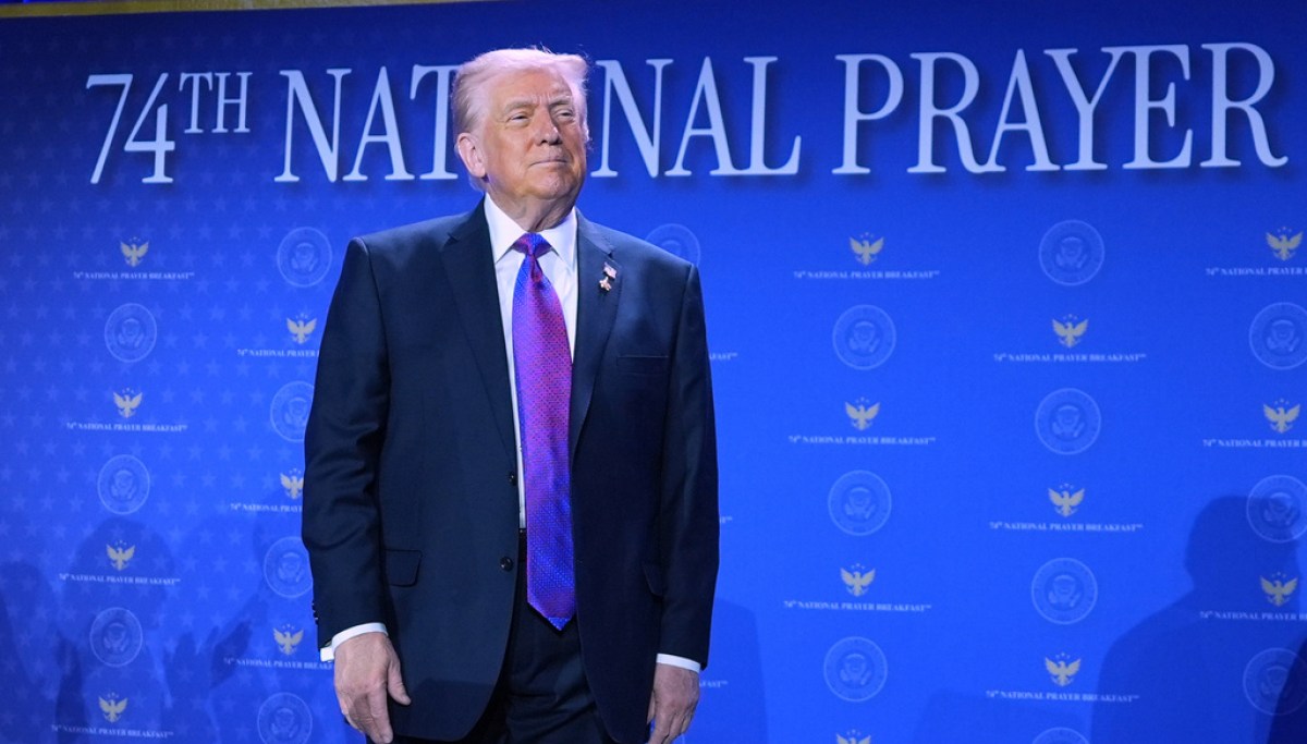 Trump jokes about needing help from God during National Prayer Breakfast at george magazine