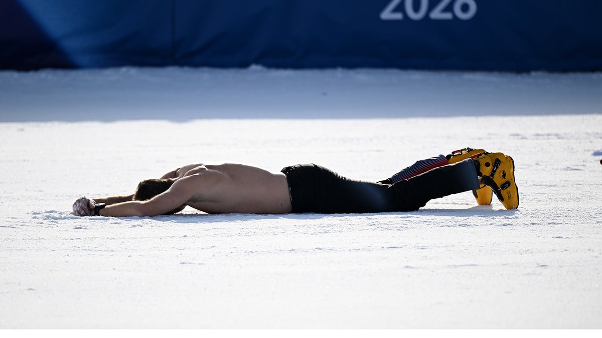 Austrian snowboarder strips down in cold temperatures during wild celebration after winning Olympic gold at george magazine