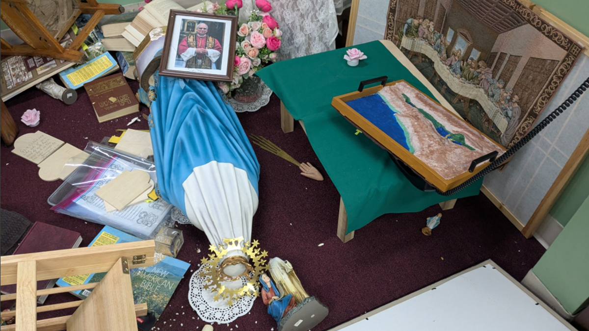 Leaders of desecrated Catholic school urge prayer for perpetrators after Mary statue, tabernacle destroyed at george magazine
