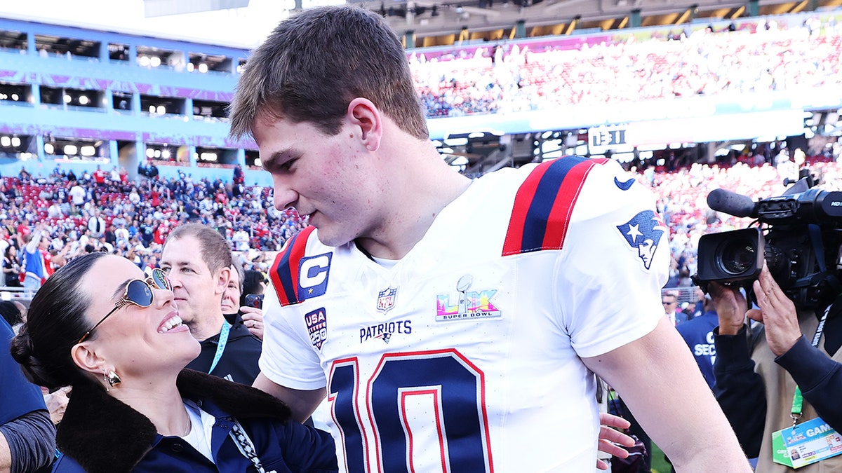 Patriots’ Drake Maye shares heartfelt sideline moment with wife Ann Michael before Super Bowl debut at george magazine