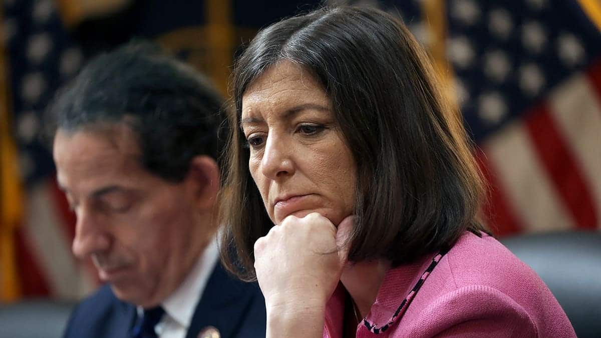 Elaine Luria looks on as Raskin writes