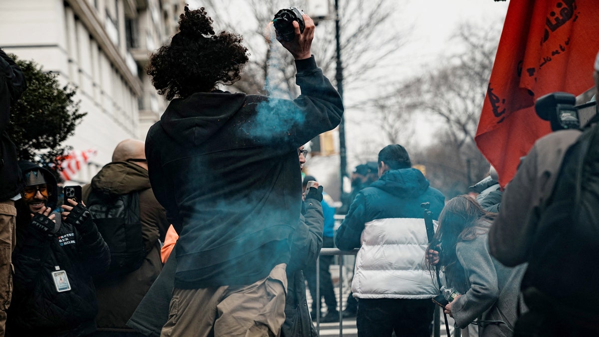 Dramatic video shows NYPD tackling man who threw ‘ignited device’ near NYC mayor's home during protest clash at george magazine