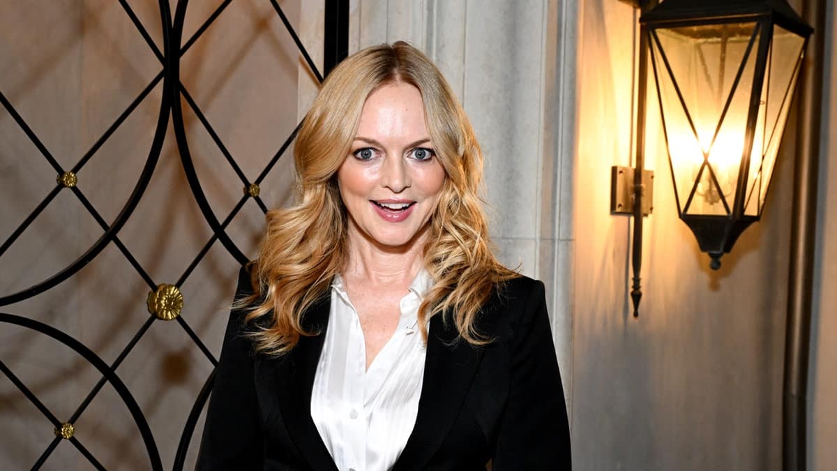 Heather Graham wears a suit