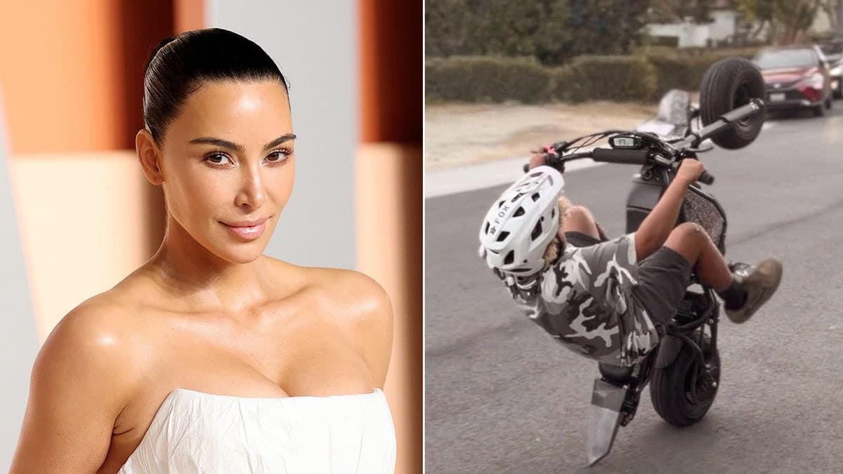 Kim Kardashian faces parenting police over praising son's 'dangerous' e-bike trick at george magazine