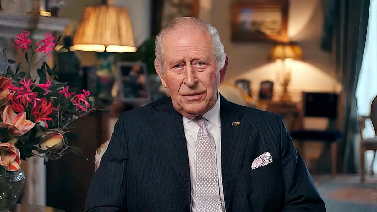 King Charles III during cancer announcement video