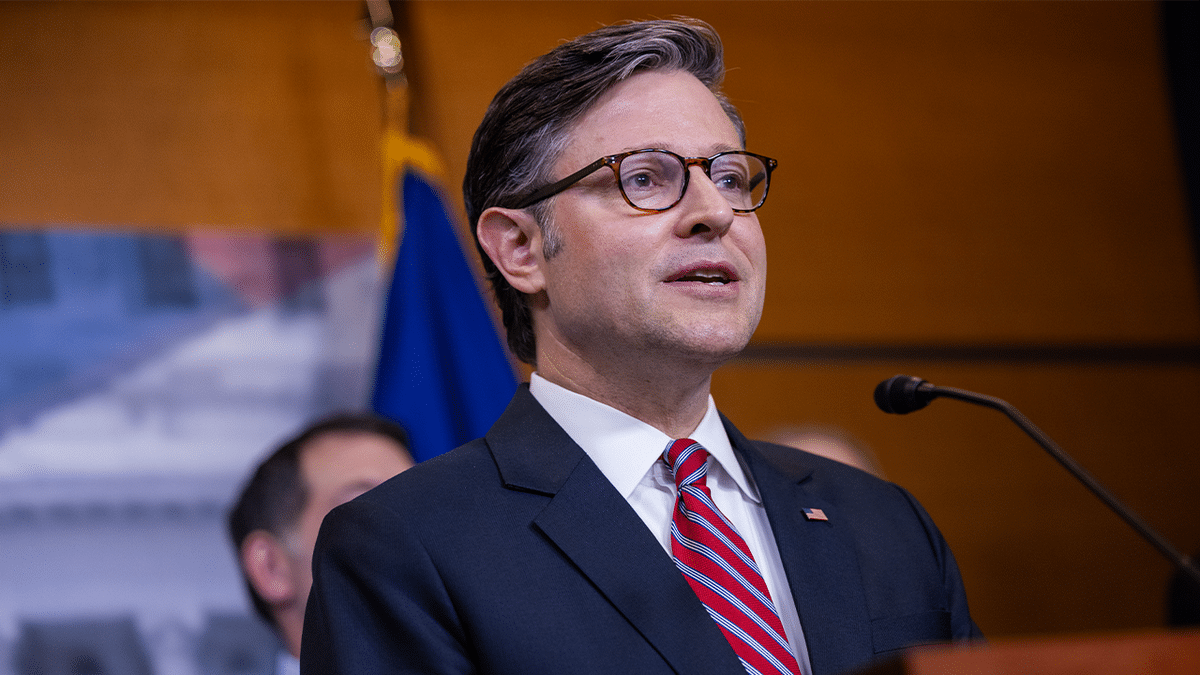 House Speaker Mike Johnson speaks during press conference