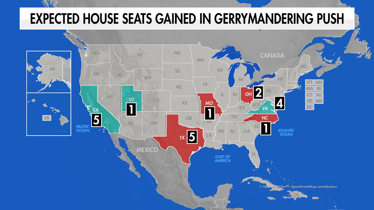 the united states map of gains from 2026 redistricting