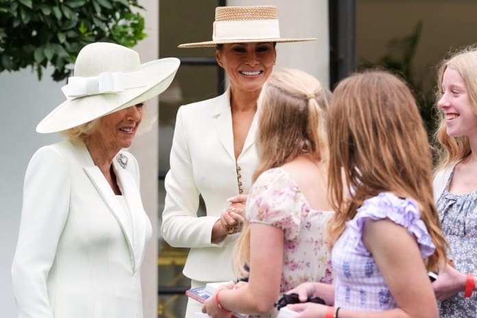 First lady Melania Trump and Britain's Queen Camilla.