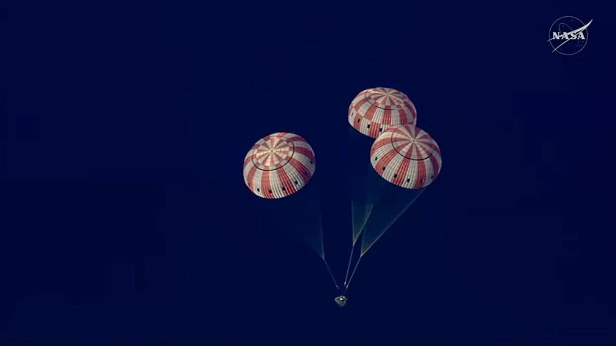 Artemis II during splashdown on Friday, April 10, 2026.