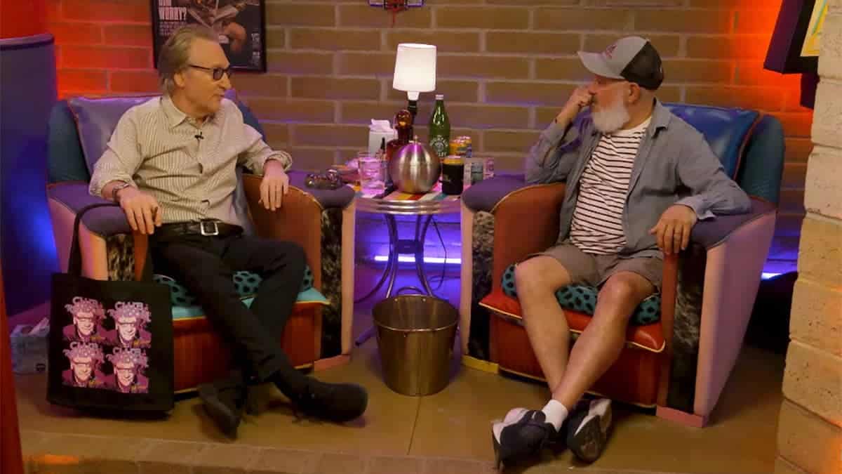 Bill Maher and David Cross record an episode of