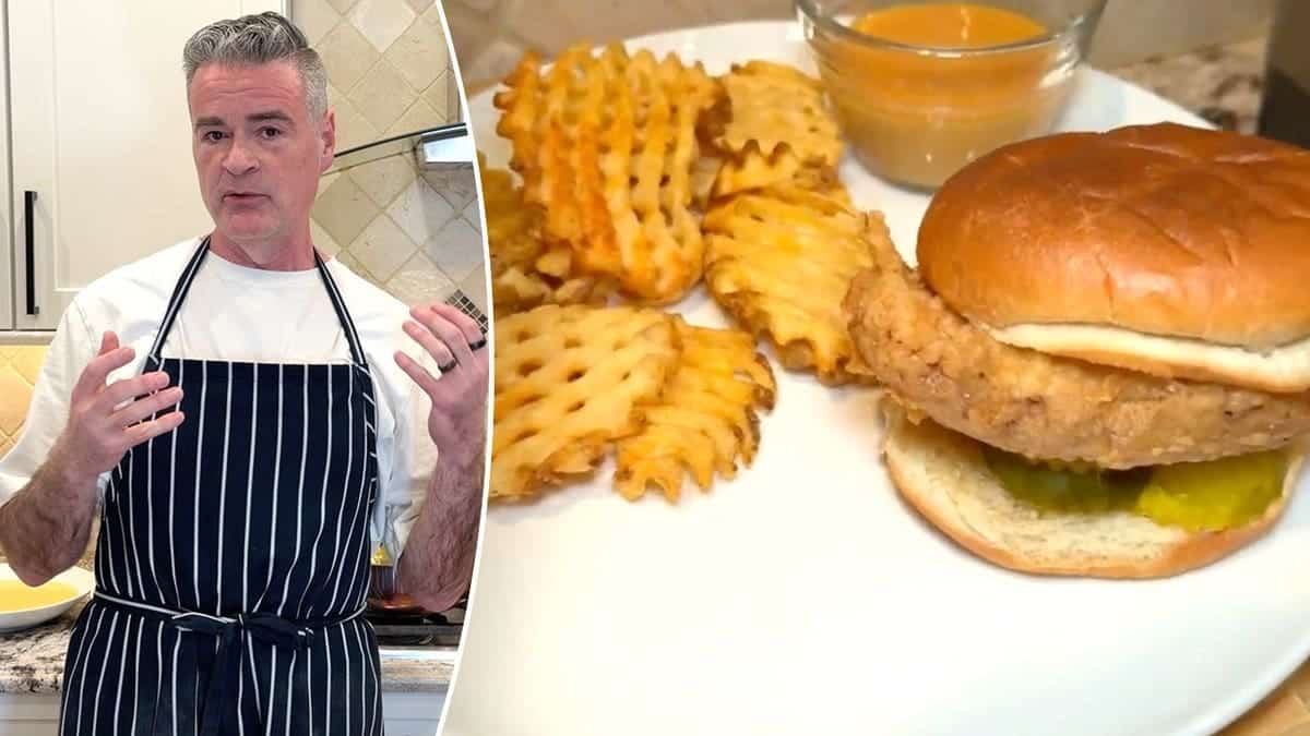 James Walker next to prepared Chick-fil-A copycat