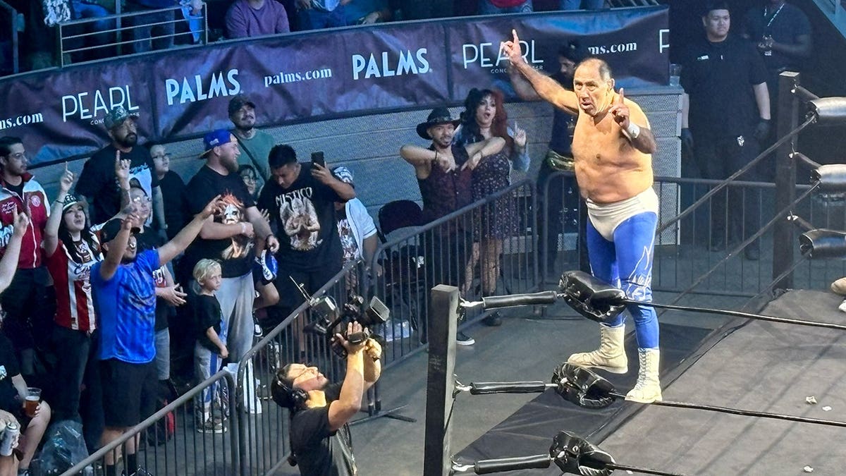 Blue Panther gets cheers from the crowd
