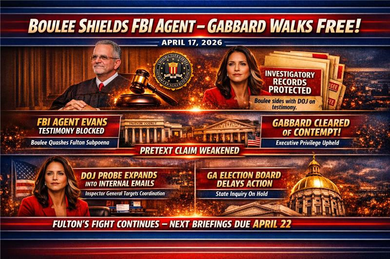 Judge Boulee Shields FBI Agent…Gabbard Walks Free as Fulton’s Case Falters!
