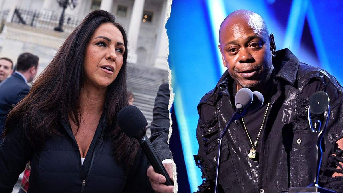 Lauren Boebert, left, pictured alongside Dave Chappelle, right