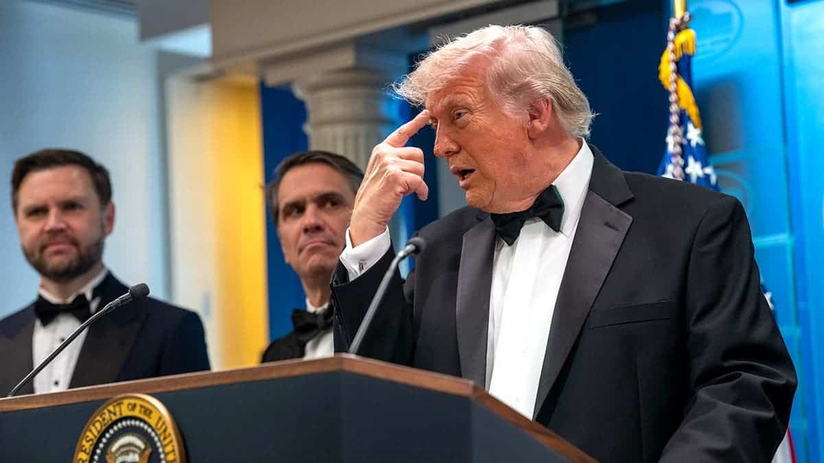 Trump speaks in White House briefing room after event cancellation.