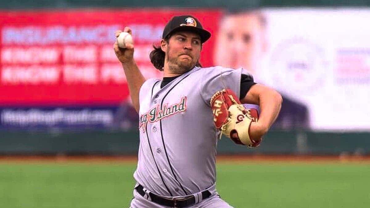 Trevor Bauer pitches for Long Island Ducks