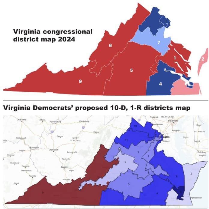 Virginia congressional districts map 2024 and 2026