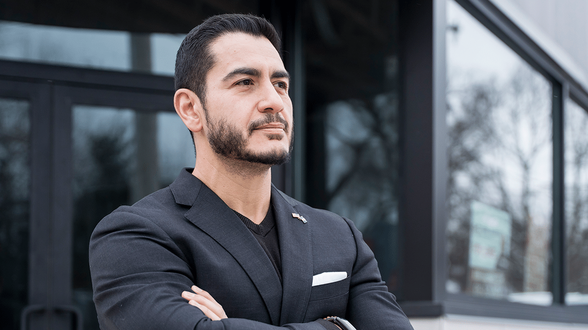 Michigan Senate candidate Abdul El-Sayed posing for a portrait in Grand Rapids