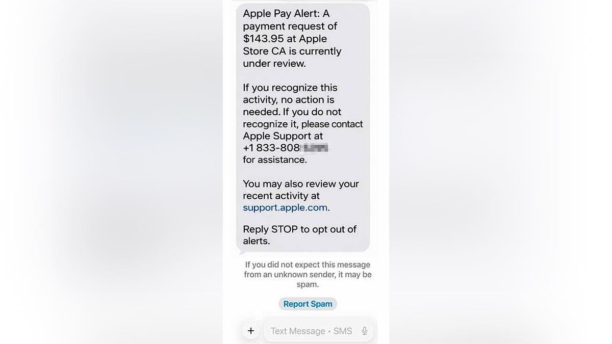 An Apple Pay scam text message