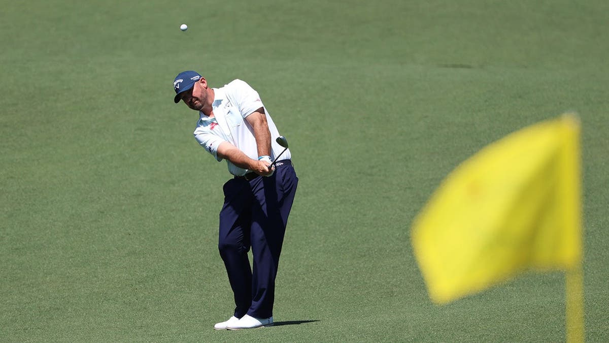 Brandon Holtz playing a golf shot on the second fairway at Augusta National Golf Club