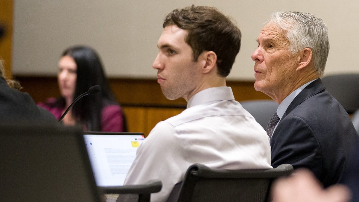 Tyler Robinson appearing in a courtroom during a hearing in Provo