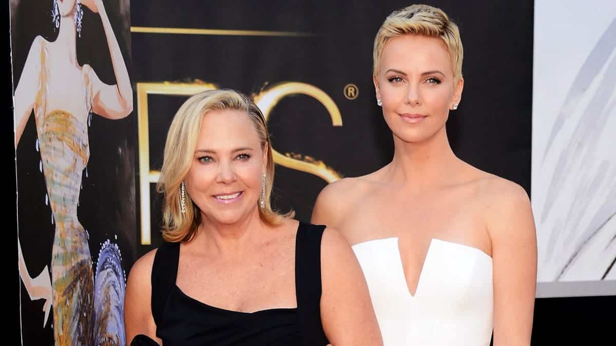Charlize Theron and her mom at the Academy Awards in Los Angeles in February 2013